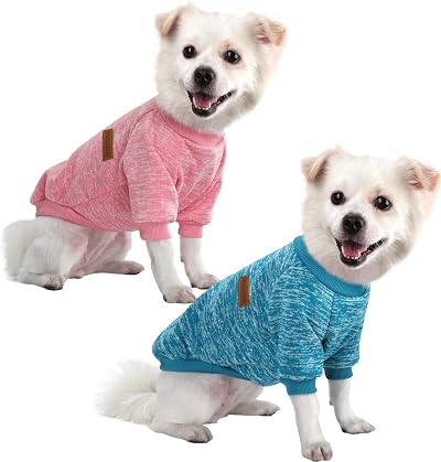 HuaLiSiJi Dog Jumper Small Pink-Blue Hoodie Winter Fleece Inside S
