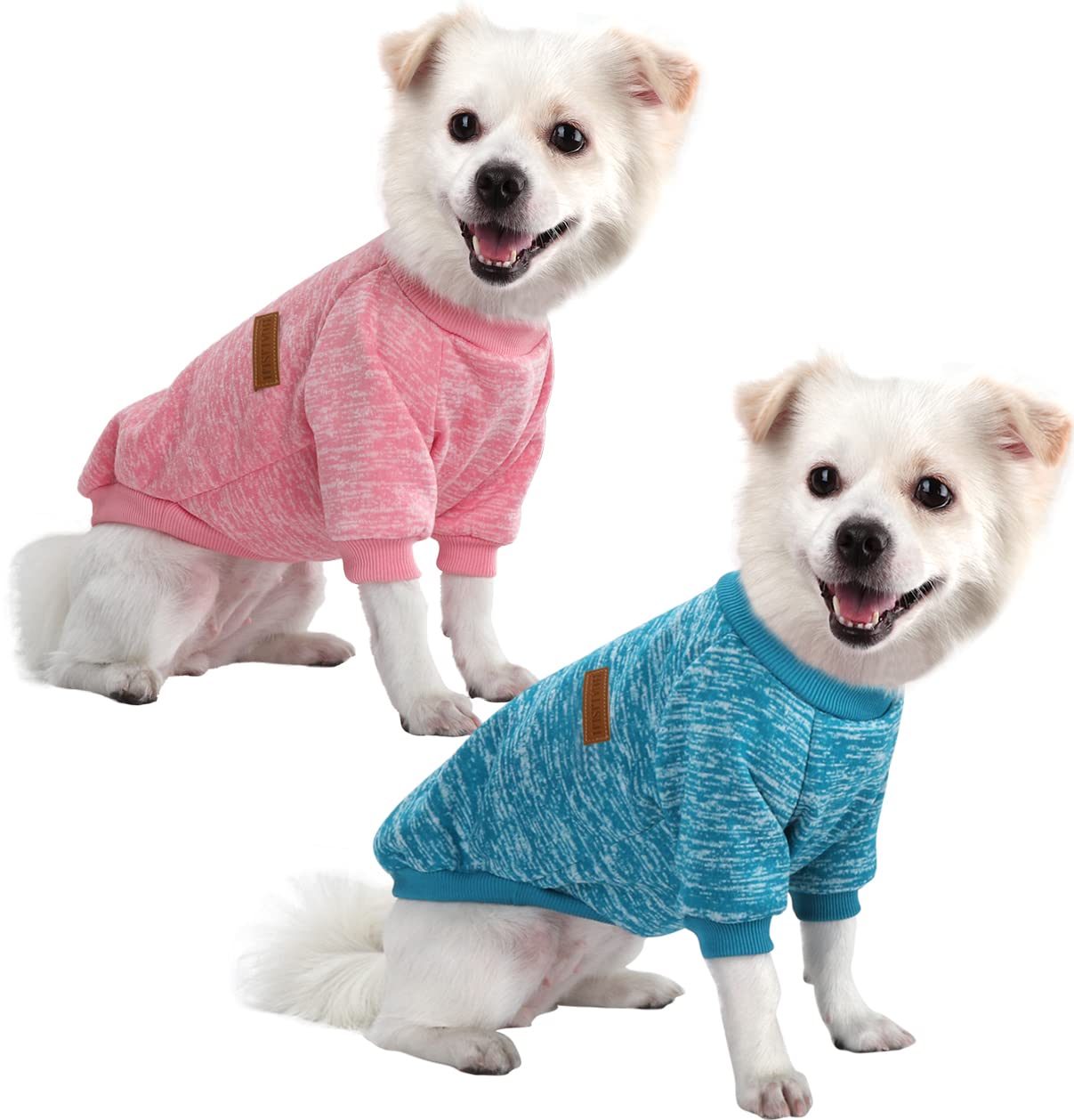 HuaLiSiJi Dog Jumper Medium Chihuahua Jumper Christmas Sweater Fleece Inside Soft Cozy, Colour Vibrant Easy to Take On and Off (Pink+Blue, M)