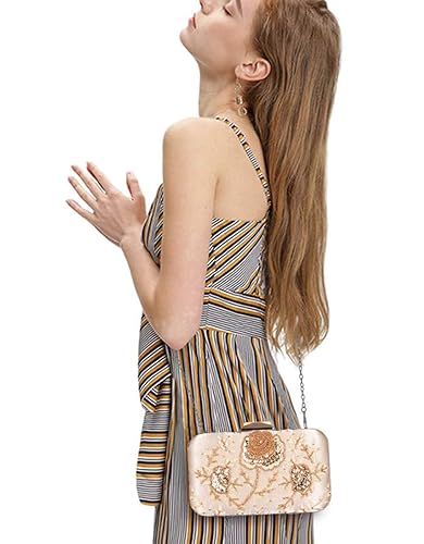 UBORSE Embroidery Sequins Beaded Clutch Evening Bags for Women