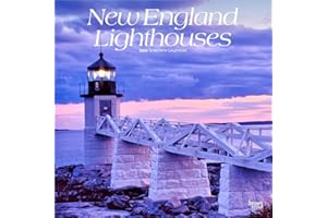 New England Lighthouses | 2026 12 x 24 Inch (Hanging) Monthly Square Wall Calendar | Plastic-Free | BrownTrout | USA United States of America East Coast Scenic Nature