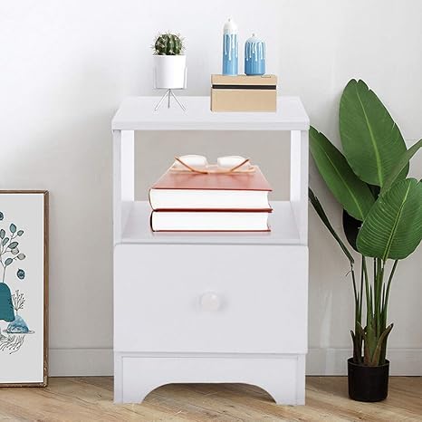 Amazon Com Bedside Table With Drawers Yirise Nightstand Drawer And Layer For Bedroom Sofa End Storage Cabinet Locker Double Organizer Home Furniture White Night Stand With Drawer End Table Easy To Assemble B Kitchen