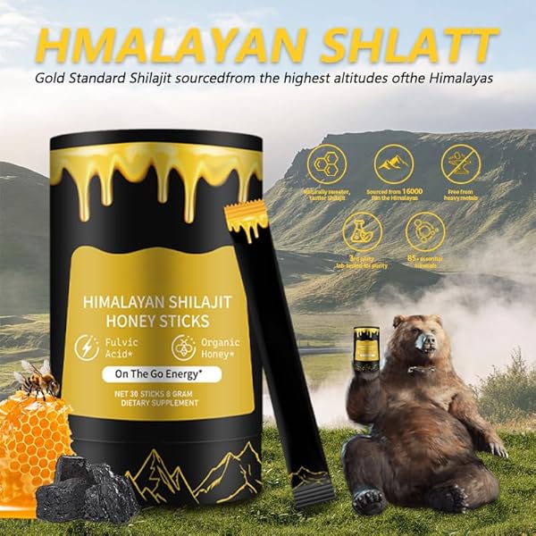 SH-ILAJIT HONEY STICKS,PURE HIMALAYAN RESIN,HIMALAYAN PURE SHILAJIT STICKS WITH HONEY & SAFFRON FOR ENERGY BOOST,INDIVIDUALLY WRAPPED,30 FOR MEN & WOMEN
