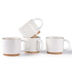 GBHOME 6OZ Stackable Coffee Mugs, Ceramic Coffee