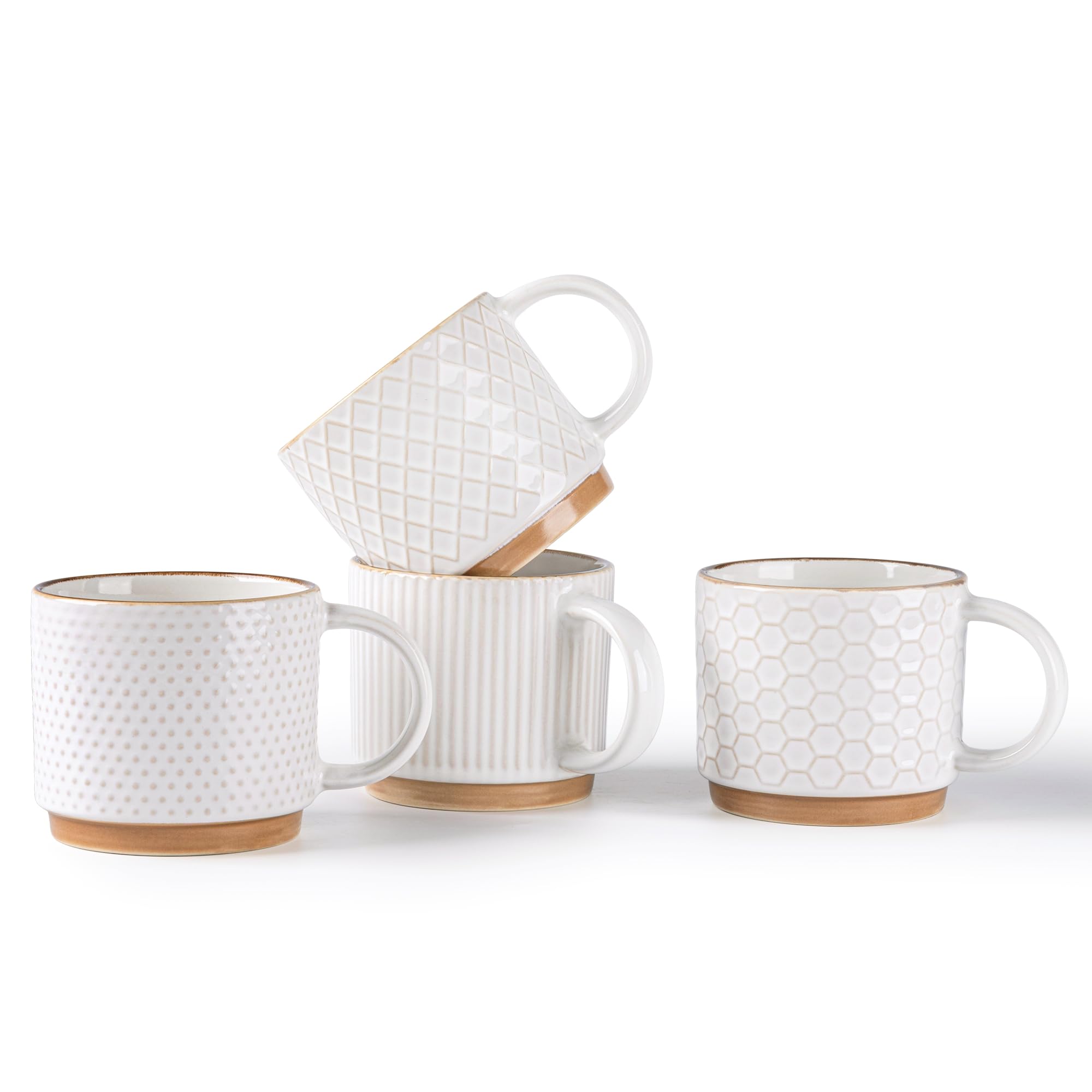GBHOME 6OZ Stackable Coffee Mugs, Ceramic Coffee