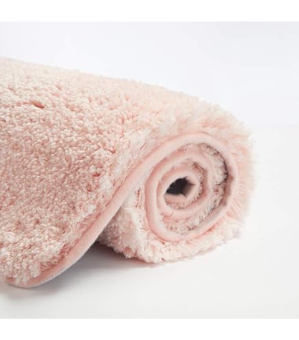 Seavish Vintage Bathroom Runner 18"x47" Pink Boho Oriental Bath Mat For Tub Non-Slip Washable Soft Velvet Rug Farmhouse Decor For Bathtub Sink Laundry