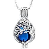 Imrsanl Teardrop Tree of Life Urn Necklace for Ashes for Women Men Cremation Jewelry Memorial Locket Pendant Necklace Hollow Keepsake Urn for Human Ashes