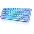 HK GAMING GK61s Mechanical Gaming Keyboard - 61 Keys Multi Color RGB Illuminated LED Backlit Wired Programmable for PC/Mac Gamer (Gateron Mechanical Black, Blue)