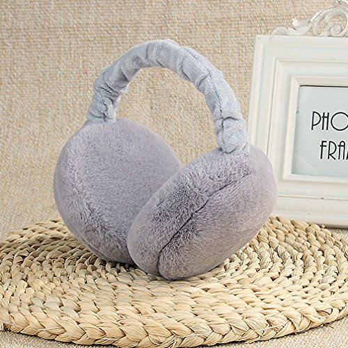 Ear Muffs for Adults Foldable Soft Ear Warmers Adjustable Wrap Winter Earmuffs (Gray)