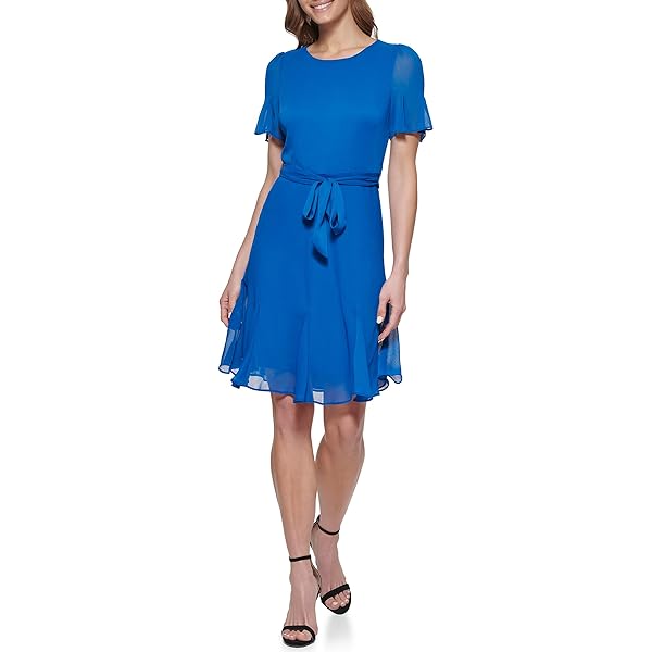 S.L. Fashions Women's Short Sleeveless Tiered Cocktail Dress with Tie  Neckline, Cobalt Neck Tie, 6 at Amazon Women's Clothing store