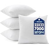 MIULEE Pillows Inserts, Pack of 4 22x22 Inch 100% Virgin Microfiber Filling Throw Pillows for Bed Couch Sofa
