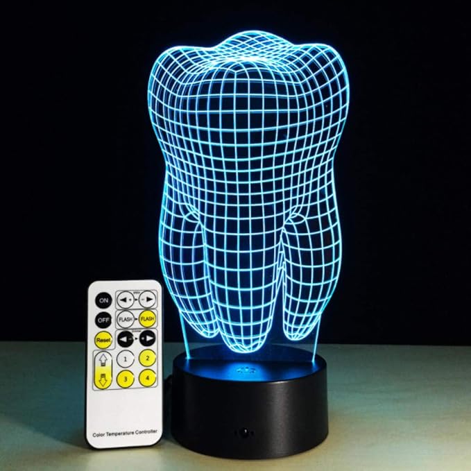3D Small Night Light with Remote Control Decoration LED lamp Tooth