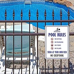 Pool Rules Sign, No Diving No Running No Food No