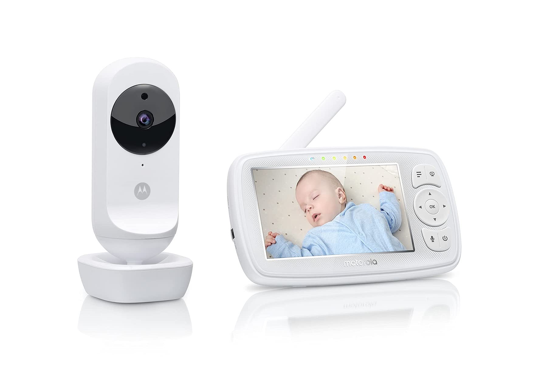 Motorola Nursery Ease 44 Connect - WiFi Baby Monitor with Camera - 4.3 Inch Video Baby Monitor Display - Hubble App - Night Vision, Lullabies, Microphone, Room Temperature Monitoring - White