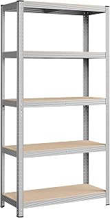 SONGMICS 5-Tier Storage Shelf 40x90x180cm 875kg Capacity Silver Industrial