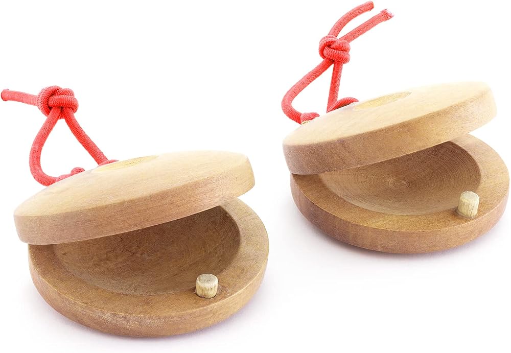 Tiger CAS14-NT Wooden Castanets Finger Clackers Four Shells