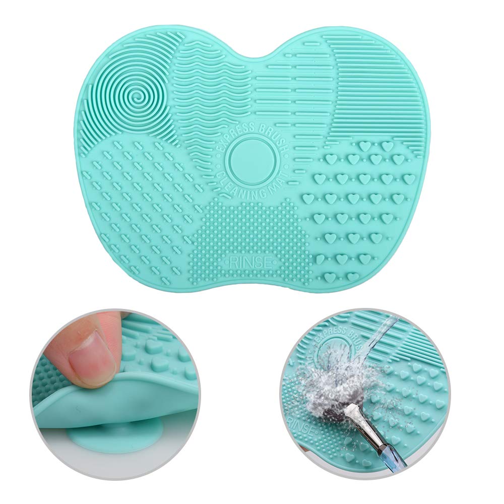 Tenmon Makeup Brush Cleaning Mat, Silicone, Suction Cup Portable Makeup Brush Cleaning Tool, 2 Colors, Small (Green): Beauty