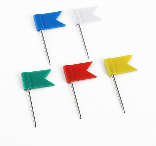 100 X Clou Avec Drapeau Marque épingle Murale Mixte Blanc Bleu Rouge Jaune Vert