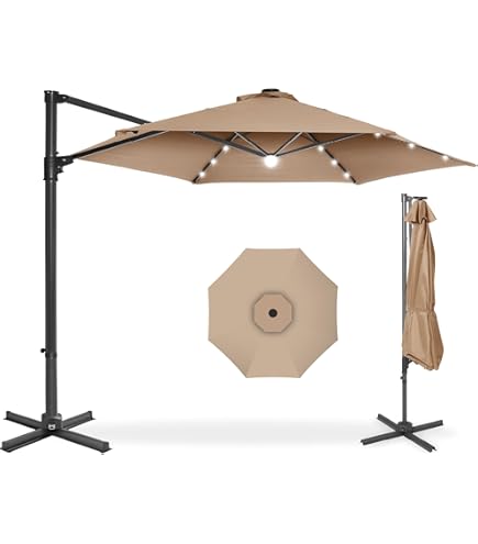 Best Choice Products 4-Piece 155lb Capacity Heavy-Duty Cantilever Offset Patio Umbrella Stand Square Base Plate Set w/ Easy-Fill Spouts for Water or Sand
