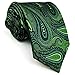 S&W SHLAX&WING Neck Tie Sets for Men Matching Necktie Dark Green Paisley Extra Long Size 63