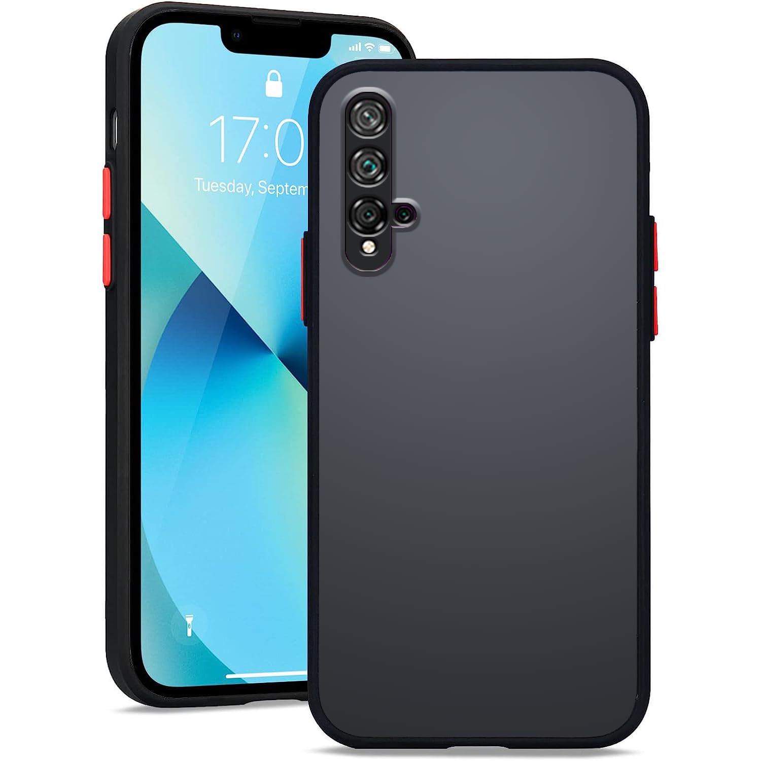 Case for Huawei nova 5T Shockproof, Ultra Slim Huawei nova 5T Phone Case Full Body Bumper Cases Translucent Matte Back Non Fingerprint Cover for Women Men (Black)