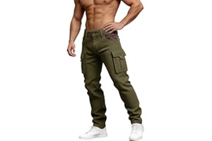 Men Waffle Cargo Pants Plus Size Casual Straight Leg Trousers Casual Outdoor Hiking Work Pants Gym Workout Sweatpants