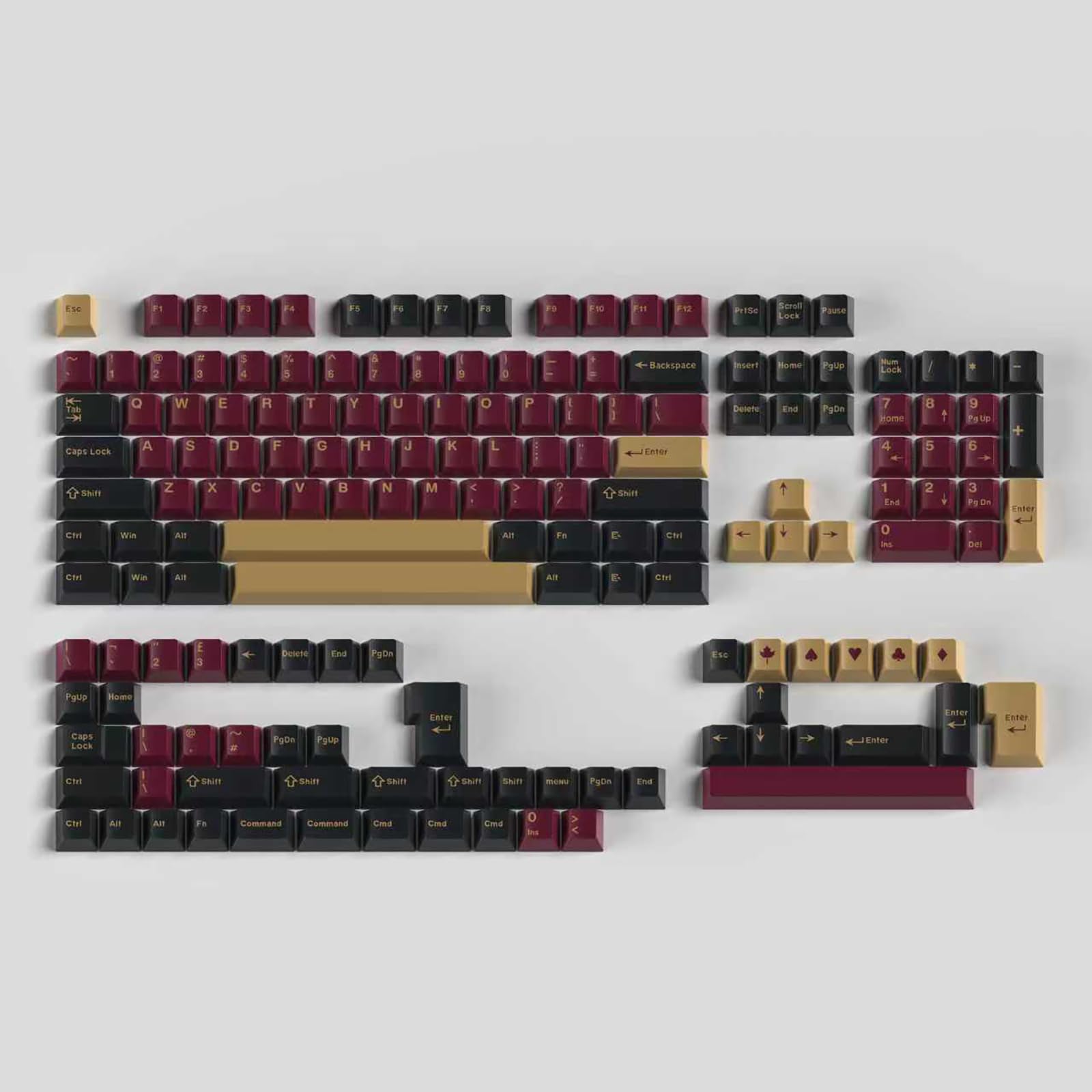 Double Shot Keycaps 163 Keys Cherry Profile Red Samurai Keycap Set for ANSI/ISO Layout Cherry MX Switches 60% 65% 75% 95% Mechanical Gaming Keyboard