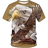 ARORALS Men's Bald Eagle T-Shirt Summer Short Sleeve Tees Tops Animal Theme Sweatshirt Realistic Graphic Shirt