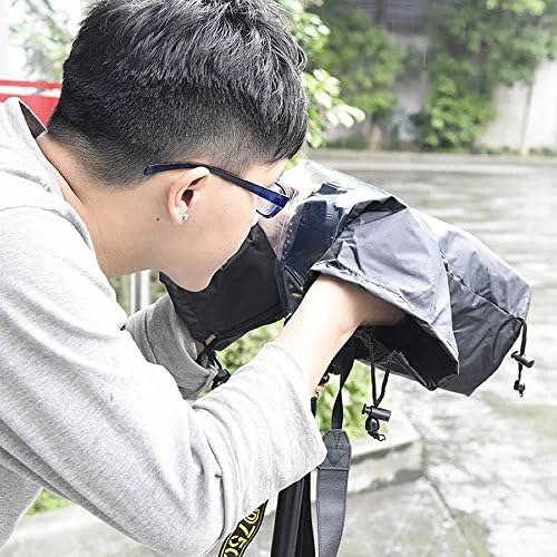 Huiee DSLR Rain Raincoat Waterproof Cover Protector for Canon 5D3 70D 6D Nikon Pentax Cameras - Lens upto 22cm