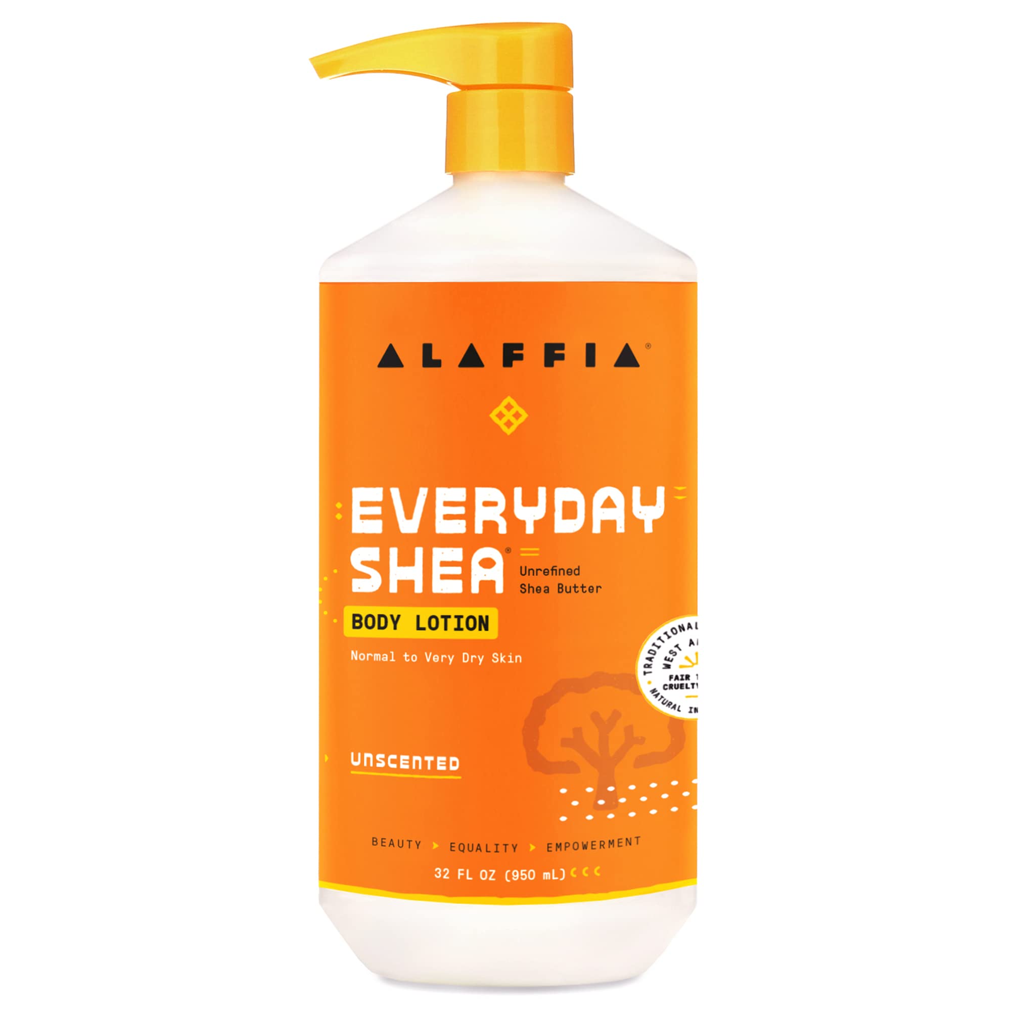 Alaffia Everyday Body Care Shea Lotion Unscented, 32 Ounce