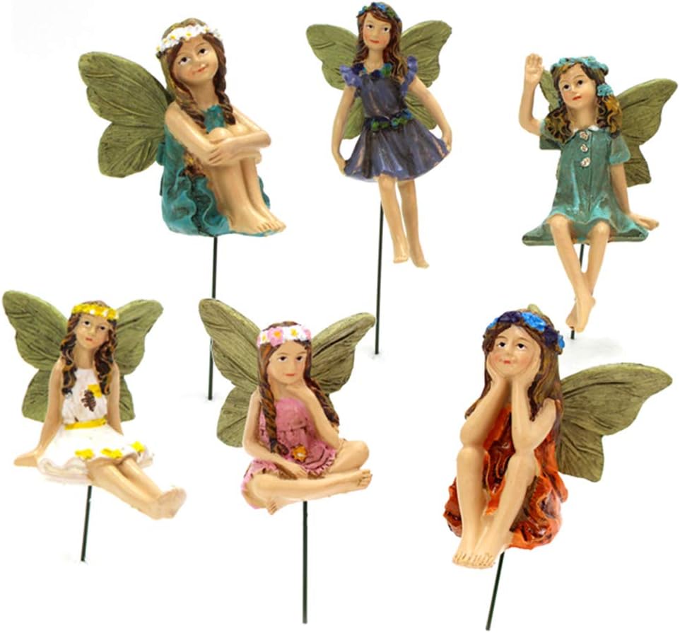 Fairy Garden - 6 Piece Set of Miniature Fairy Tale Statue Outdoor Miniature Resin Fairy Tale Statue 6 Inch Resin Fairy Tale Statue