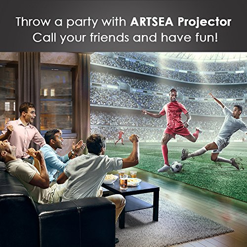 Video Projector ARTSEA, +10% Brighter Than Ordinary LED Projector Home Theater Movie Projector Support 1080P for PC Laptop PS4 XBOX Smartphone iPhone TV Box, with AV HDMI Cable