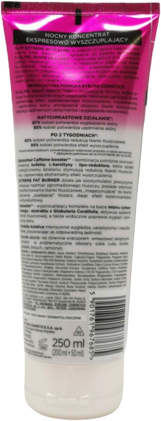 Eveline Cosmetics Slim Extreme 4D Scalpel Concentrate Rapid Slimming Night Liposuction with SCALPEL SHAPE DESIGNERโข Technology - 250 ml - Image 4