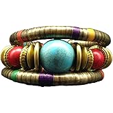 Ethnic AfricanTribal Snake Bone Stone Bead Bracelet Bangle Bohemian Adjustable Stackable Chunky Seed Bracelet for Women Men Jewerly Valentine's Day Gift