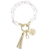 Lilly Pulitzer Chain Link Keychain Bracelet, Keychain Wristlet with Tassel, Cute Key Ring Bracelet for Women