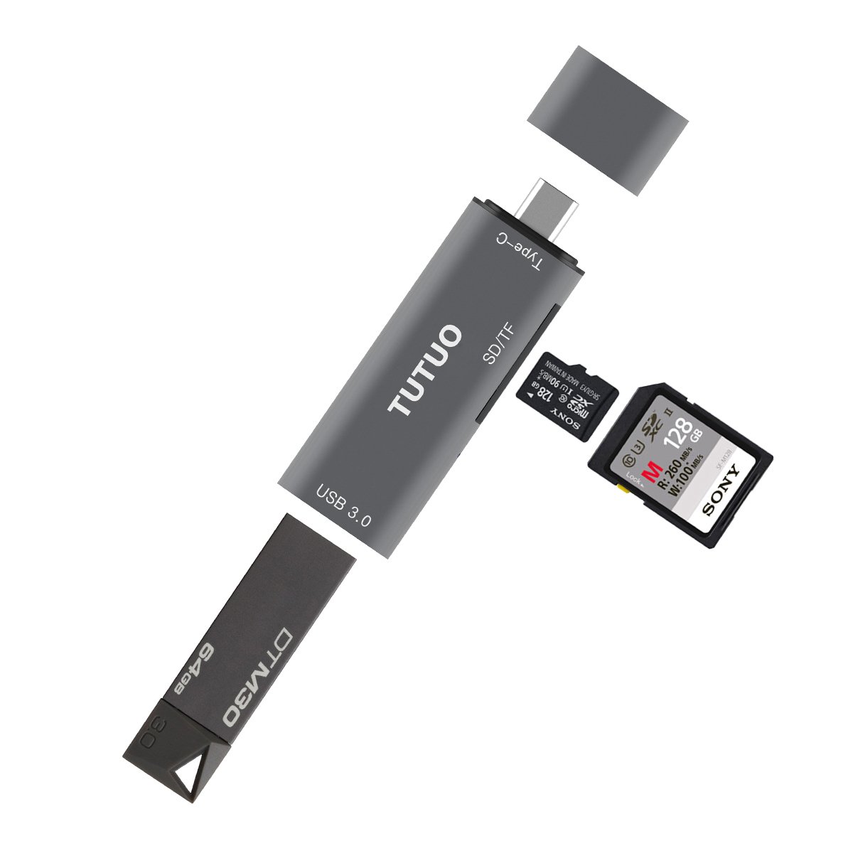 TUTUO Lector de Tarjetas SD  Micro SD TF USB Tipo C