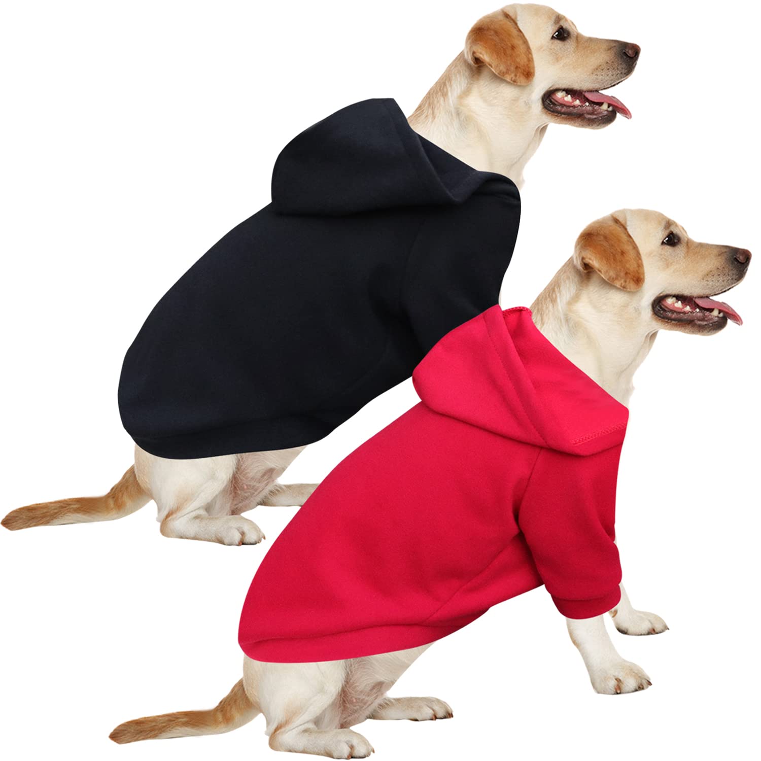 HuaLiSiJi Dog Hoodie Dog Sweatshirt Warm and Lightweight, With a Soft Texture, Elasticity Easy to Wear and Bright Colors (‎2PCS Red+Black, 5XL)