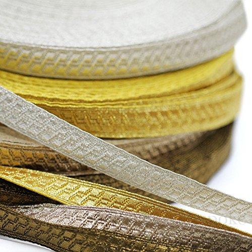 PAX 1/2" Pale Silver Geometric Bullion Braid Trim: 5 Yards