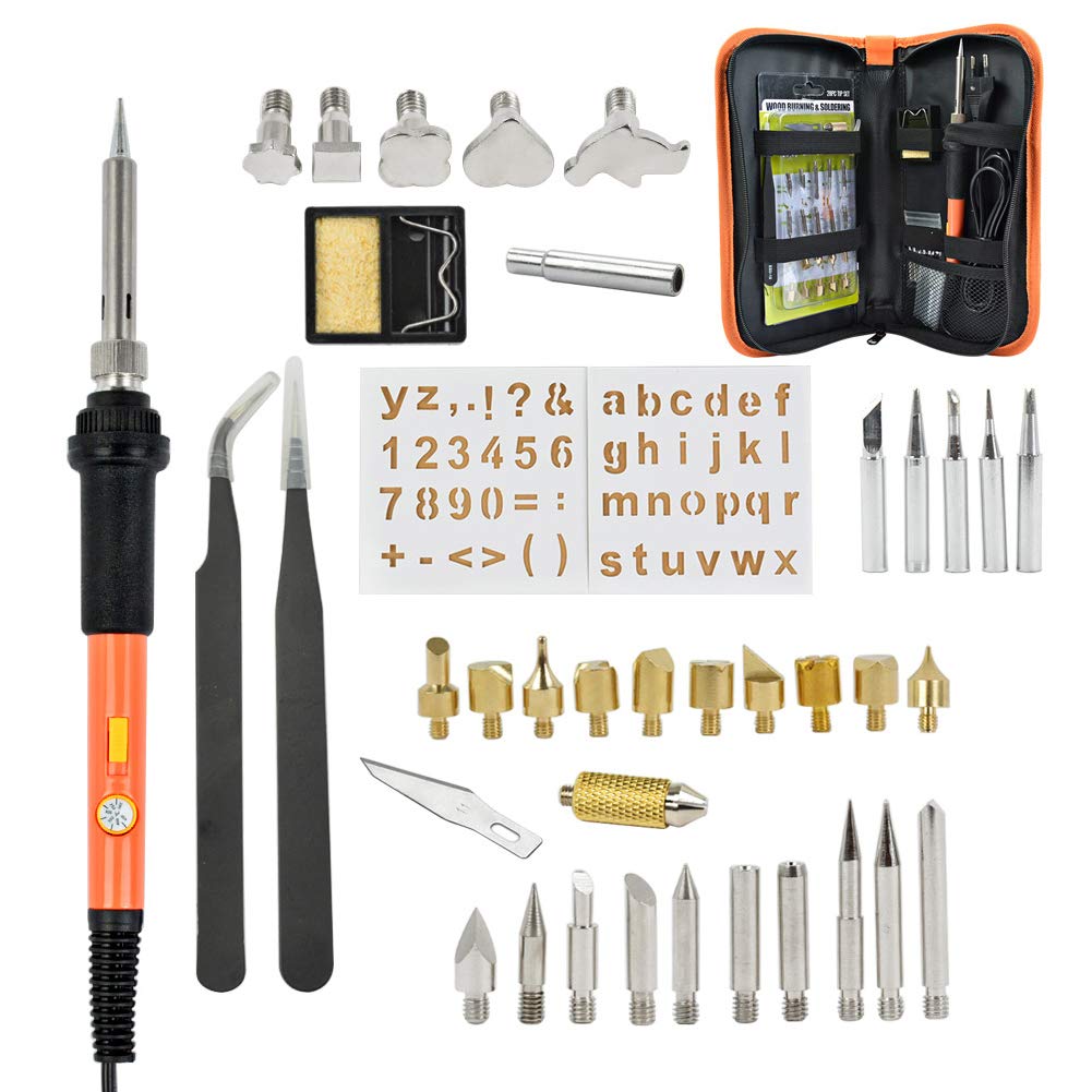 Umitive 37Pcs Wood Burning Pyrography Pen Kit 60W Carving Burning Tools