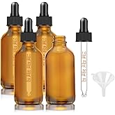 Bumobum Dropper Bottle 2 oz (60ml), 4 Pack Amber Glass Dropper Bottles with Measured Dropper, Essential Oil & Tincture Bottle