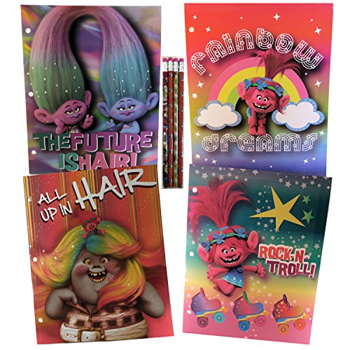 Trolls 2-pocket folders set of 4 and 4 trolls pencils school supp…