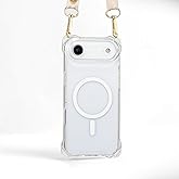 Yetagso Magnetic for iPhone Air Crossbody Phone Case,Clear,Magnetic Soft Frame PC Back Shockproof Protective Phone Cover with Adjustable Detachable Lanyard,Compatible with MagSafe