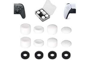 ShiMa Owl Thumb Grip Controller Gamepad Raised Antislip Thumb Stick Grips Thumbsticks Joystick Cap for PS5/4,Switch Pro Controller-Precision Rings(4pcs),Storage Case,Thumb Grips(8pcs),White Set