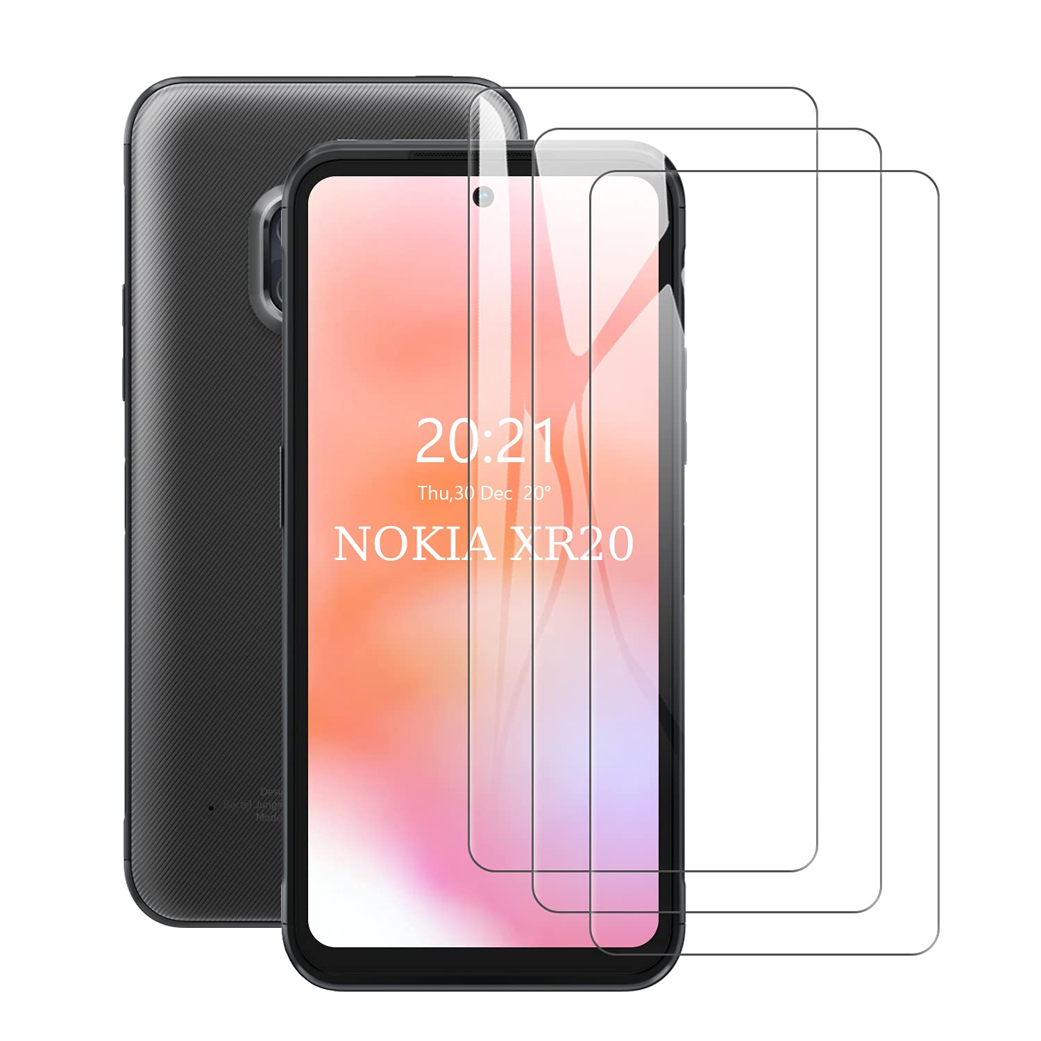 SCL Screen Protector Compatible with Nokia XR20 Screen Protector for Nokia XR20 Tempered Glass Film [3-Pack], [2.5D Rounded Edge Glass Film, Easy Installation, Bubble-free, 9H Hardness]