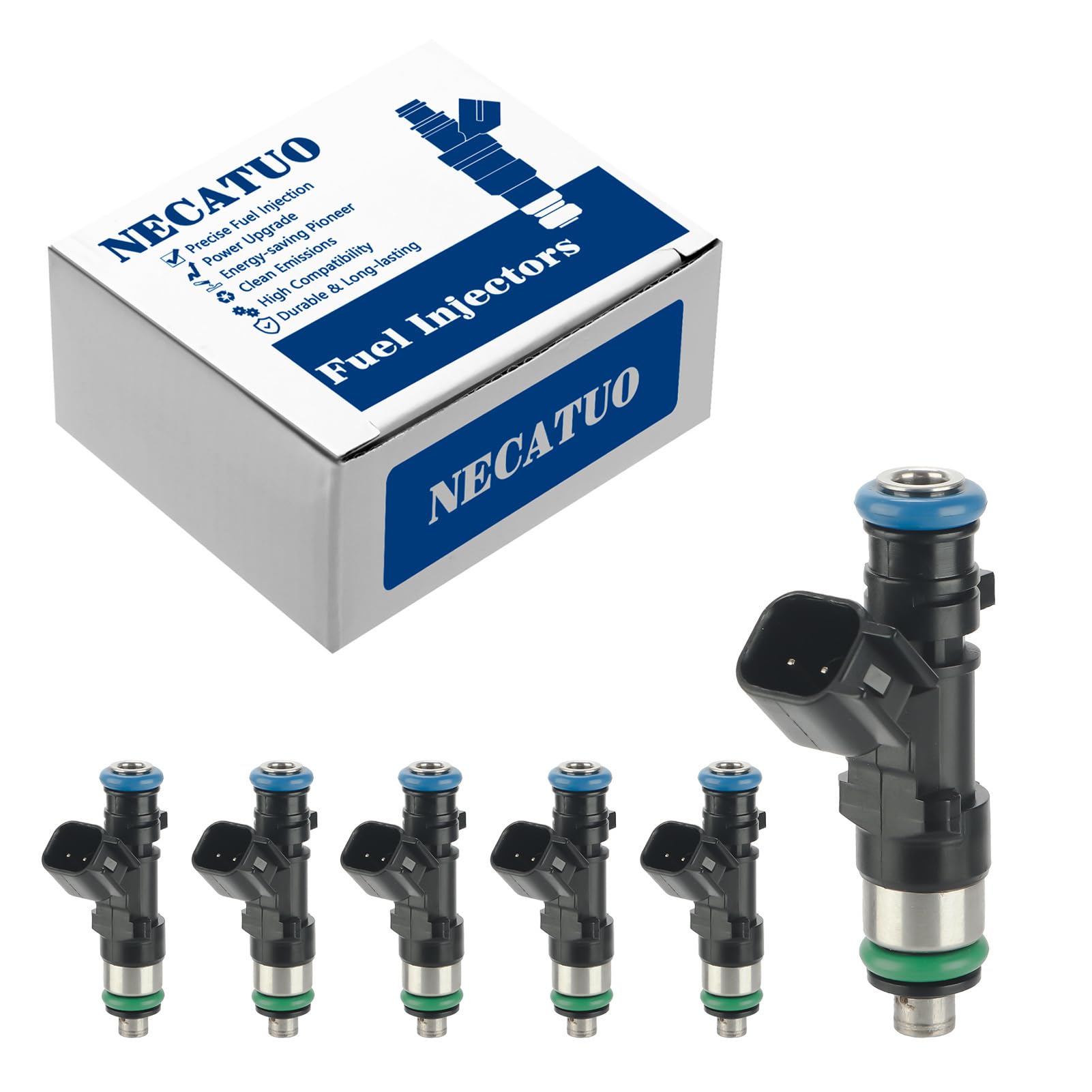 Photo 1 of 0280158028 Fuel Injectors (Set of 6) Compatible with Dodge Stratus Nitro Journey Charger Challenger Magnum For Chrysler Sebring Pacifica 300 2.7 3.5 4.0L (4 Holes) for # 812-12138 04591986AA