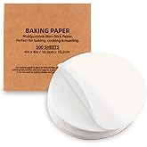 500 Pcs Parchment Paper Baking Sheets Round 4 Inch,Round Cake Pan Parchment liners,Baking Parchment Non-Stick Baking Parchment Paper Circles,Baking Air Fryer Steaming Bread Cup Cake(White-4")