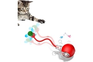 MORHANDISN Interactive Cat Toys for Indoor Cats - 2025 New Upgraded Kitten Toy with Speedy Tail 2.0, Automatic Cat Toys for Bored Indoor Adult Cats, Motion-Activated, Rechargeable (Red)