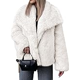 Cicy Bell Womens Faux Fur Coat Winter Shaggy Casual Oversized Lapel Jackets Warm Fuzzy Outerwear