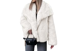 Cicy Bell Womens Faux Fur Coat Winter Shaggy Casual Oversized Lapel Jackets Warm Fuzzy Outerwear