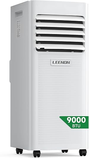 LEENON Klimaanlage Mobil Klimagerät 9000 BTU, 4 in 1 Kühlen Entfeuchten Lüftermodus Schlafmodus, 2.6KW Mobile Klima mit Abluftschlauch, Fernbedienung/ 24h-Time, Air Conditioner, Für Räume bis 35 m²