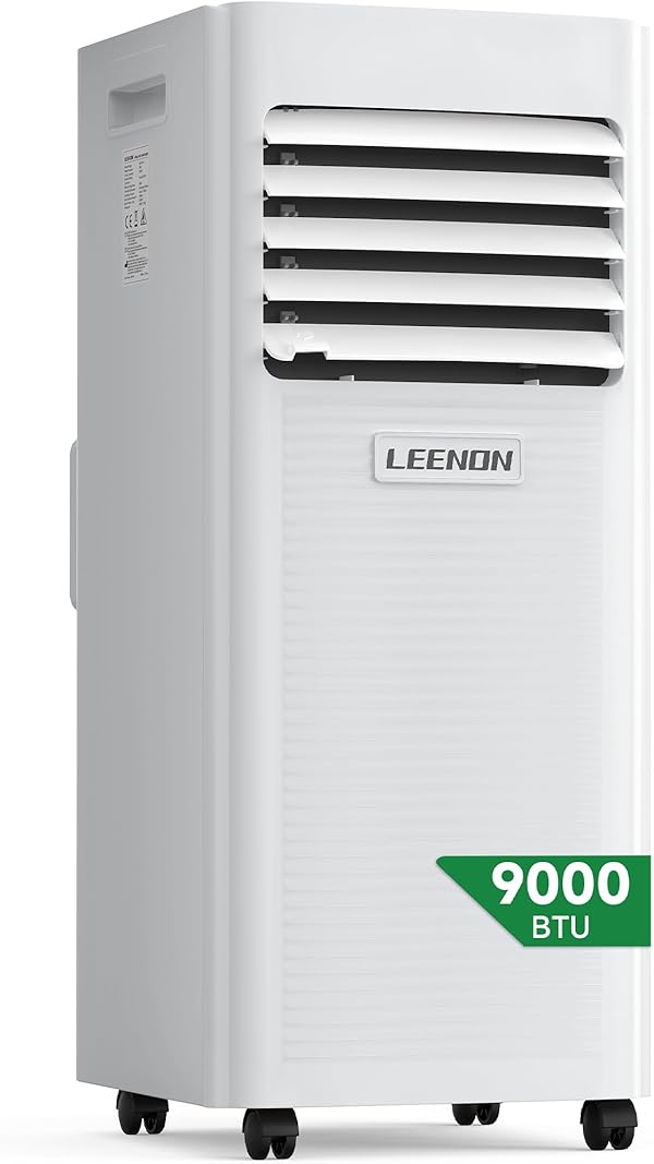 LEENON Klimaanlage Mobil Klimagerät 9000 BTU, 4 in 1 Kühlen Entfeuchten Lüftermodus Schlafmodus, 2.6KW Mobile Klima mit Abluftschlauch, Fernbedienung/ 24h-Time, Air Conditioner, Für Räume bis 35 m²